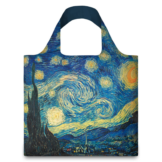 Сумка-авоська компактная Museum Van Gogh / The Starry Night Сумка-авоська компактная Museum Van Gogh / The Starry NightСкладные сумки, авоськи, органайзеры<br>Немецкая дизайнерская компания LOQI создает яркие, веселые вещи, которые предназначены для отказа от использования одноразового пластика. Сумка-авоська с красивым и забавным принтом, которая, к тому же, умеет сворачиваться в очень компактный квадратик.В чём плюсы: Складывается в компактный чехольчик на молнии, который можно положить в карман, сумку или чемодан. В разложенном виде внутри сумки есть небольшой кармашек, куда можно убрать чехольчик, чтобы он не потерялся, а также другие мелкие вещи (ключ...<br><br>Дизайн: The Starry Night<br>Вес г: 60