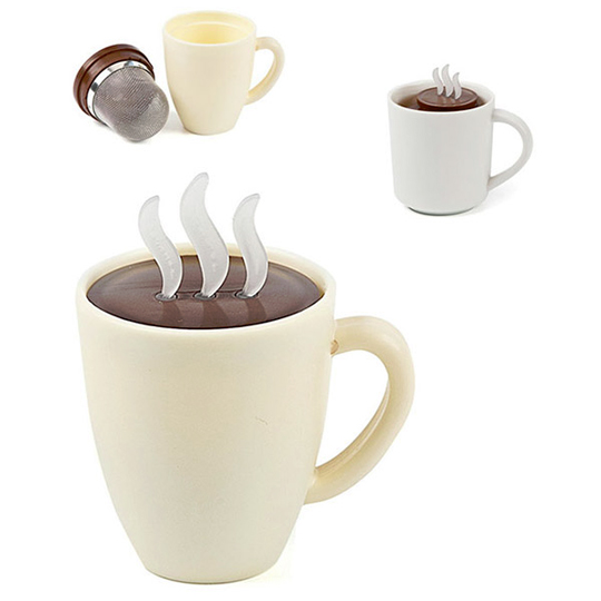 Емкость заварочная Hot Tea Емкость заварочная Hot TeaДля чая и кофе<br>В чём плюсы:<br> Забавная заварочная ёмкость имитирует дымящийся чай. <br> Пока чай заваривается, у чашки будет аппетитный и забавный вид.<br> Легко разъединяется и моется.<br> Простой способ поднять настроение себе и окружающим.<br> Рукоятка в виде пара легко вытягивается из чашки и не дает случайно обжечься.<br><br>Размер (ВхШхГ): 9 x 7 x 5 см.<br>Материал: нержавеющая сталь, пластик.<br><br>Вес г: 44