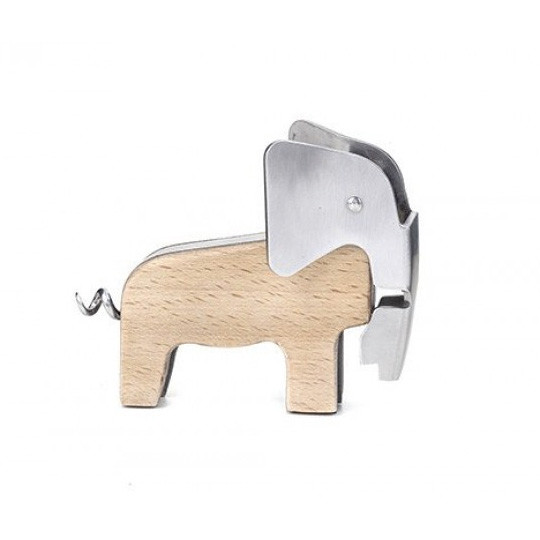 Открывалка-штопор Elephant Открывалка-штопор ElephantФормы для приготовления, инструменты<br>В чём плюсы:<br> Хобот легко превращается в открыватель для бутылок. <br> Хочешь вина? Легко, ведь хвост слона - это штопор. <br> Всё компактно складывается, легко хранить, а главное, такую симпатичную вещицу можно просто поставить на полку как украшение интерьера. <br> Приятное деревянное основание. <br>Размер (ВхШхГ): 8 х 7 х 2,5 см.<br>Материал: дерево, металл.<br><br>Вес г: 225