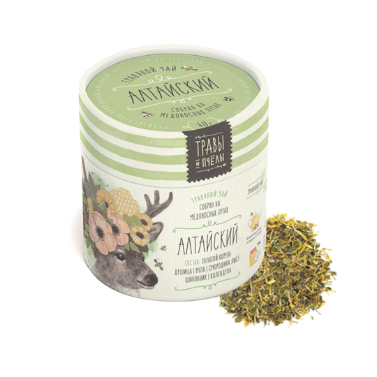 Чай Herbs and Bees / Алтайский Чай Herbs and Bees / АлтайскийКофе и чай<br>Достаточно закрыть глаза и вдохнуть свежезаваренного травяного чая, чтобы в мечтах перенестись на просторный летний луг с высокой колосящейся травой и журчащей вдалеке речкой.<br><br>В чём плюсы:<br> Натуральный травяной чай.<br> Собран на медоносных лугах в экологически чистых регионах.<br> Природные компоненты в составе помогают укреплять иммунитет и поднимают настроение в течении дня.<br> Вкус чая такой же, как у бабушки в деревне. Или даже лучше!<br> Запакован в приятный матовый картонный тубус.<br>Вес: 40 г.<br>...<br><br>Вкус: Алтайский<br>Вес г: 109
