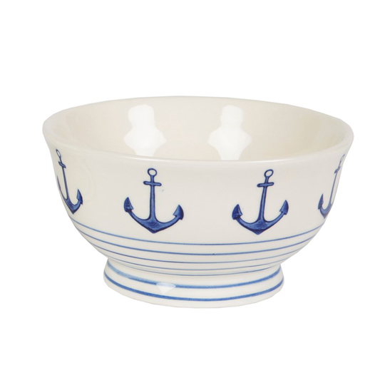 Миска Sea Style / Anchor Миска Sea Style / AnchorТарелки, пиалы, миски<br>Море-море, мир бездонный, пенный шелест волн прибрежных...<br><br><br>В чём плюсы:<br> Добавит оригинальности сервировке стола.<br> Изготовлена из прочного фарфора.<br> Можно нагревать в микроволновой печи и мыть в посудомоечной машине.<br><br>Размер (ВхШхГ): 7 x 13,5 см. <br>Материал: фарфор.<br><br>Дизайн: Anchor<br>Вес г: 429