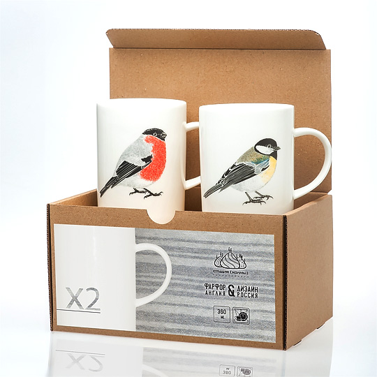Кружка фарфоровая 'Winter Birds', набор 2 шт.