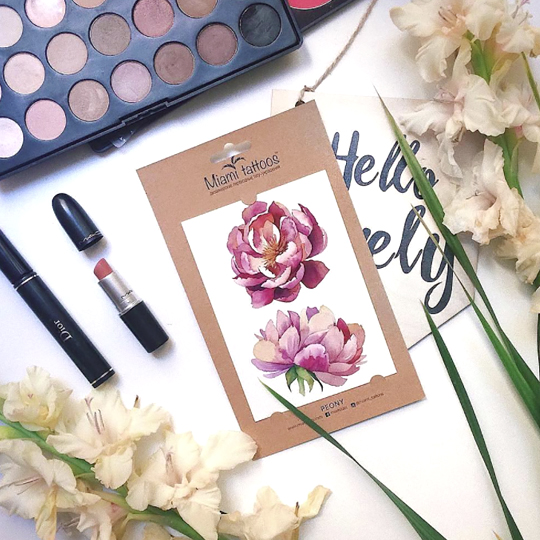 Татуировка акварельная переводная 'Peony'
