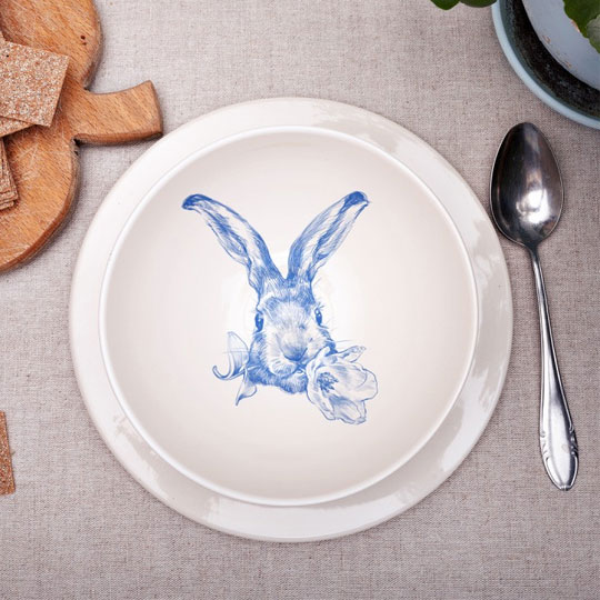 Миска 'Rabbits' / Крольчиха Гжель