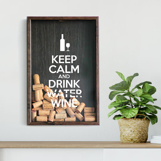 Рамка-копилка для винных пробок 'Keep calm. Drink Wine' (разные цвета) / Темный