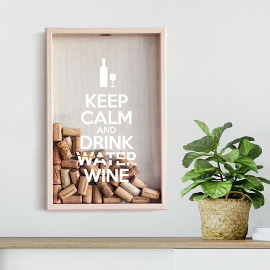 Рамка-копилка для винных пробок 'Keep calm. Drink Wine' (разные цвета) / Светлый