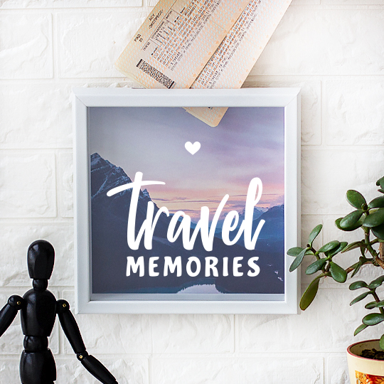 Рамка-копилка светлая 'Travel memories' (разные дизайны) / Сиреневые горы