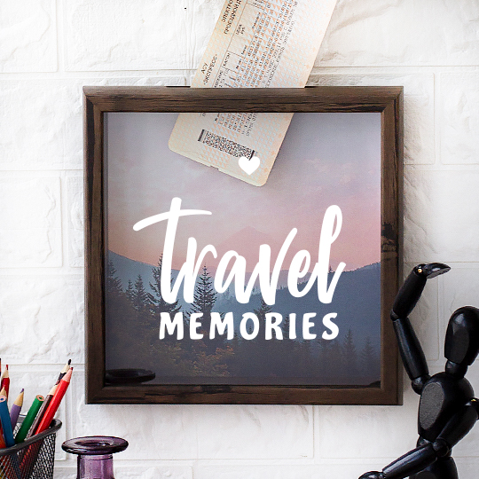 

Рамка-копилка темная 'Travel memories' / Розовый лес