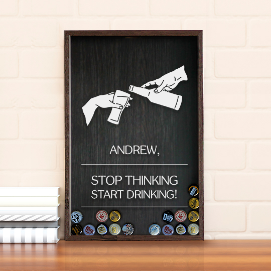 

Рамка-копилка для пивных крышек 'Start drinking' с вашей надписью (разные цвета) / Темный