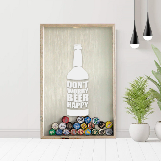 

Рамка-копилка для пивных крышек 'Beer happy' / Светлый