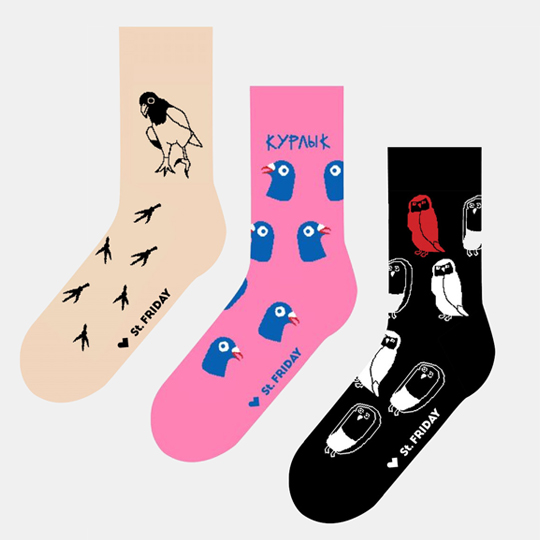 Носки Friday Socks 'Птицы', набор 3 пары / 34-37