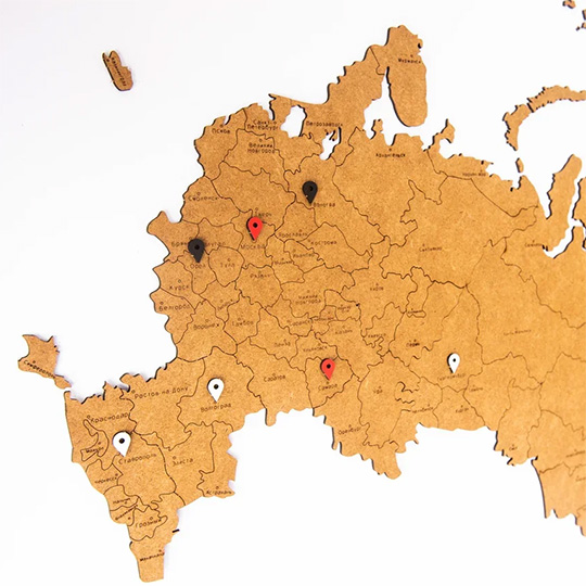 Карта деревянная 'Wall Decoration Russia' / Коричневый
