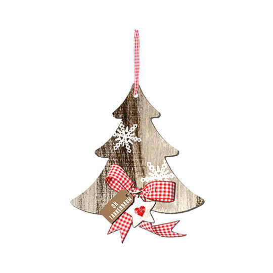 Подвеска декоративная Country Xmas / Елка Подвеска декоративная Country Xmas / ЕлкаДекор кухни<br>Ощущение настоящего праздника тебе подарят не только пышный стол и приглашенные гости, но также и тщательно продуманное украшение интерьера.<br>Подвеска из натурального дерева как нельзя лучше подойдет для декорирования помещения.<br>Благодаря своим компактным размером данная подвеска может использоваться в качестве елочной игрушки, также ее можно повесить на люстру, дверную ручку, окно.<br>Такая вещь может стать маленьким приятным сувениром для близкого человека.<br><br><br>В чём плюсы:<br> У фигурки есть петельк...<br><br>Дизайн: Елка<br>Вес г: 18