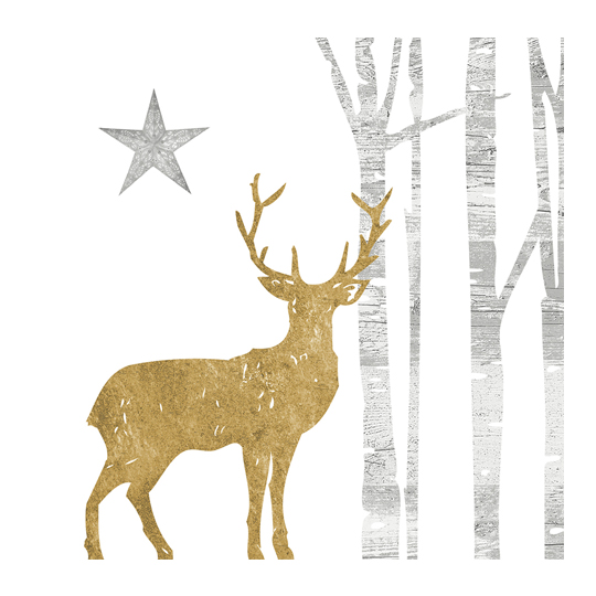 Салфетки бумажные 'Mystic Deer' / Белый, набор 20 шт