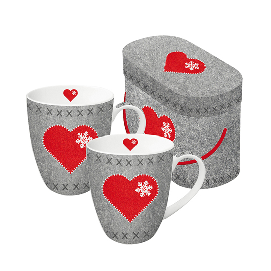 Кружка в подарочной коробке 'Felt Set' / Heart, набор 2 шт