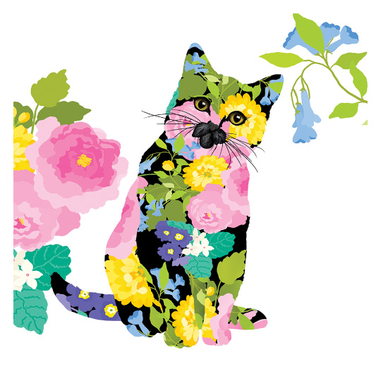 Салфетки бумажные 'Floral cat' 20 шт / Babette