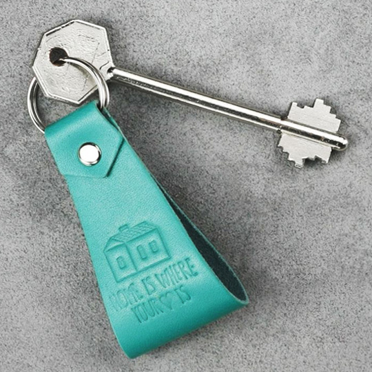 Брелок для ключей кожаный 'Home' / Turquoise