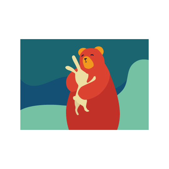 Открытка 'The Bear Loves Rabbit'