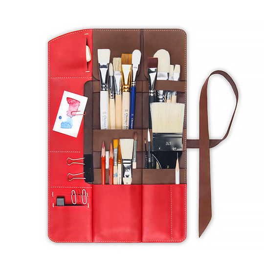 Пенал кожаный 'For My Brushes' / Красный