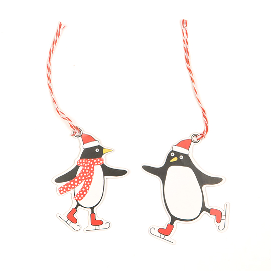 Бирки для подарков 'Skating Penguin', набор 6 шт.