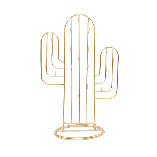 Держатель для украшений Cactus Держатель для украшений CactusПодставки для украшений, шкатулки<br>Драгоценности заслуживают бережного ухода и достойной яркой жизни. И даже если сегодня ты не надела свою любимую подвеску, это не повод запирать её в тёмном ящике, пусть лучше остаётся на виду :) <br>В чём плюсы:<br> Очаровательный держатель для украшений в виде золотого кактуса.<br> Кактус довольно высокий, а значит будет удобно располагать на нем любые украшения: от колец до длинных подвесок.<br> Украшения держатся на небольших крючках, которые имеются на всей поверхности кактуса.<br> Держатель имеет три усл...<br><br>Вес г: 324