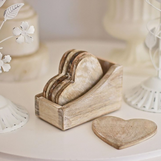Подставки под стаканы 'Wooden Heart', набор 6 шт