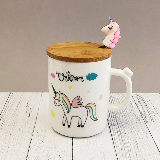 Кружка с крышкой 'Unicorn walking'