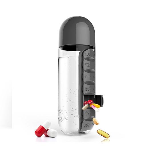 Бутылка с таблетницей 'Pill organizer' / Чёрный