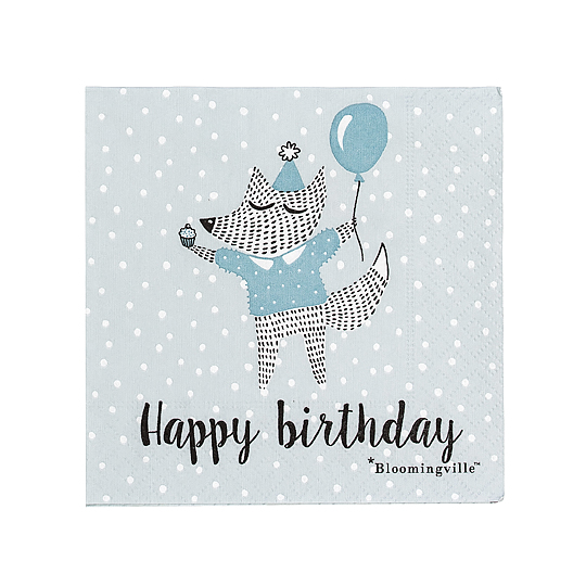 Салфетки бумажные 'Happy Birthday' / Волк