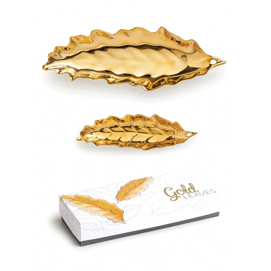 Блюдо в подарочной коробке 'Gold Leaves ', набор 2 шт