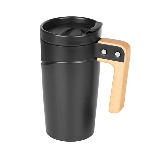 Кружка керамическая с деревянной ручкой 'Mug' (разные цвета) / Чёрный
