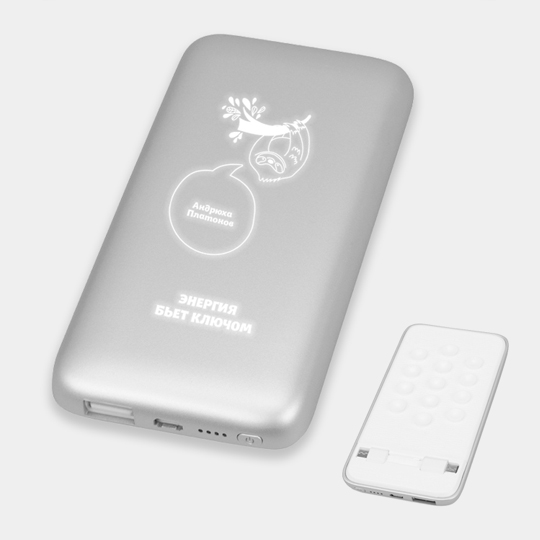 

Аккумулятор внешний 5000 mAh Bubble Bang 'Ленивец' / Серебристый