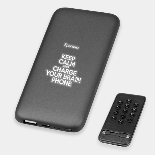 Аккумулятор внешний 5000 mAh Bubble Bang 'Keep calm' с вашей надписью