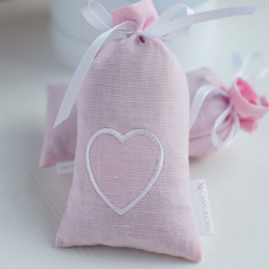 Саше из сухоцветов 'White Heart' / Pink