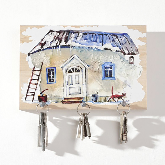 Ключница на 3 ключа 'House with Cat'