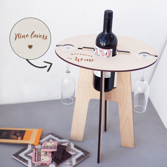 Столик-подставка под бутылку и бокалы 'Wine Lovers' / Светлый