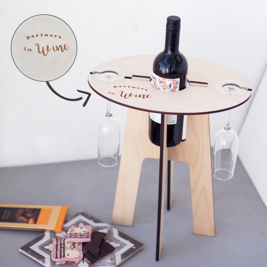Столик-подставка под бутылку и бокалы 'Partners in Wine' / Светлый