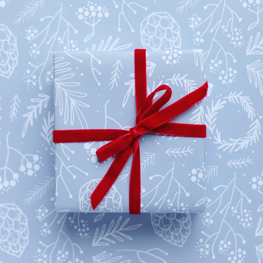 Бумага упаковочная 'Christmas print' / Голубой