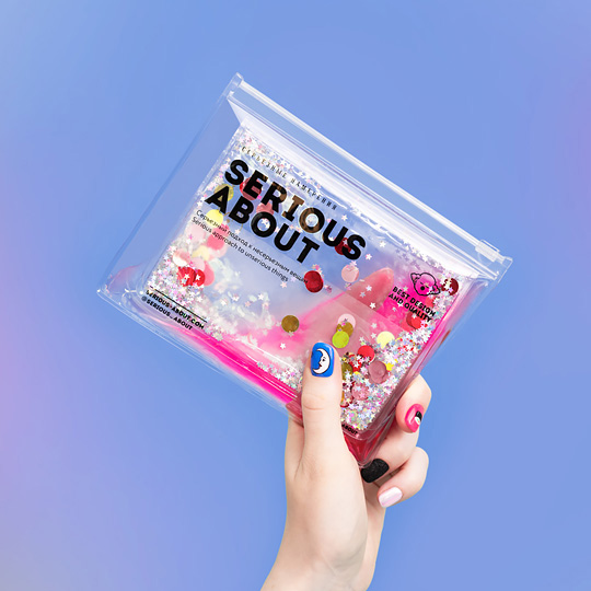 Обложка для паспорта с косметичкой 'Rainbow Glitter'