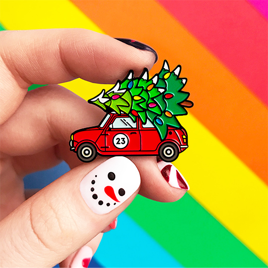 Значок 'Christmas car' / Красный