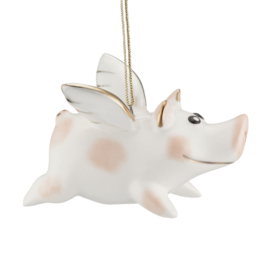 Игрушка елочная фарфоровая 'Piggy Wingy'