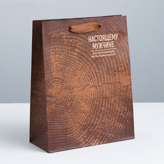 Пакет подарочный крафтовый 'Wood', набор 2 шт.