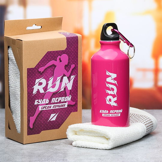 Набор для занятий спортом 'Go girl', бутылка для воды и полотенце / Run