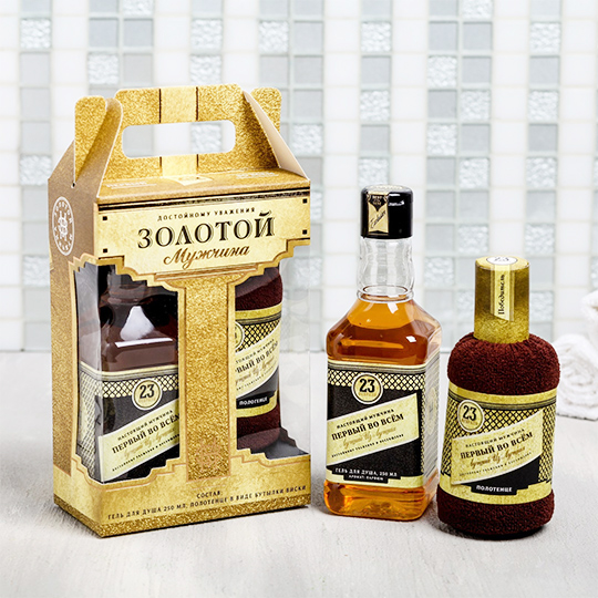 Набор подарочный 'Best man', гель для душа, полотенце / Золотой