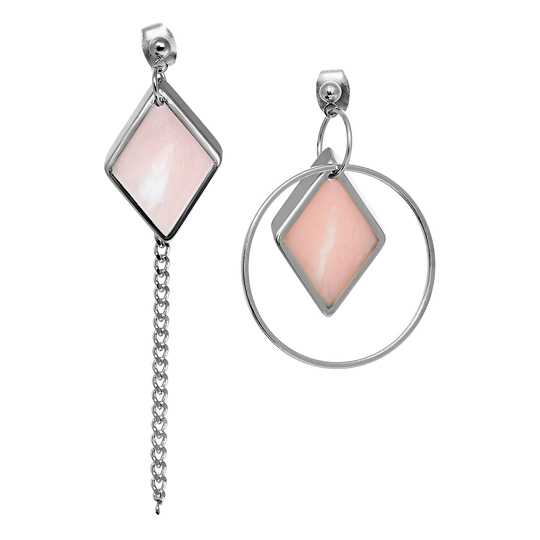 Серьги 'Assymetry Rhombus' / Pink Stone