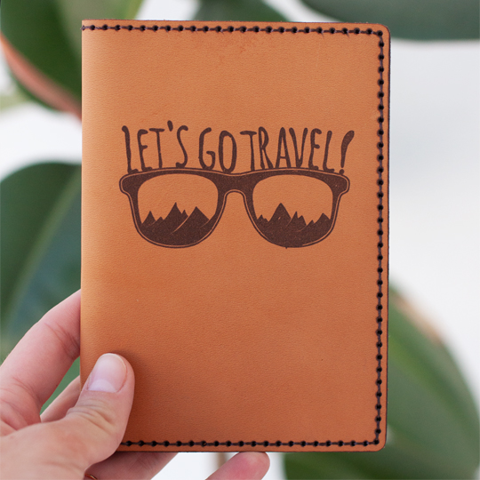 Обложка для паспорта 'Let's go travel' / Оранжевый