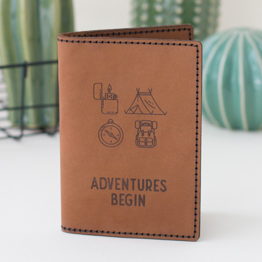 Обложка для паспорта 'Adventures' / Ореховый