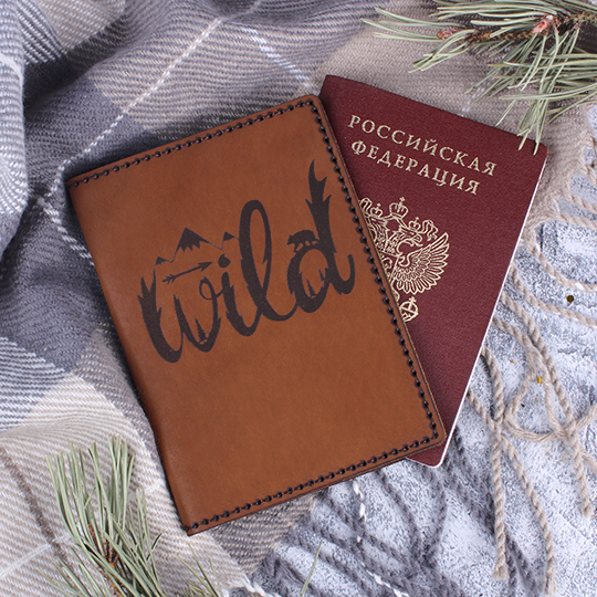 Обложка для паспорта 'Wild' / Brown