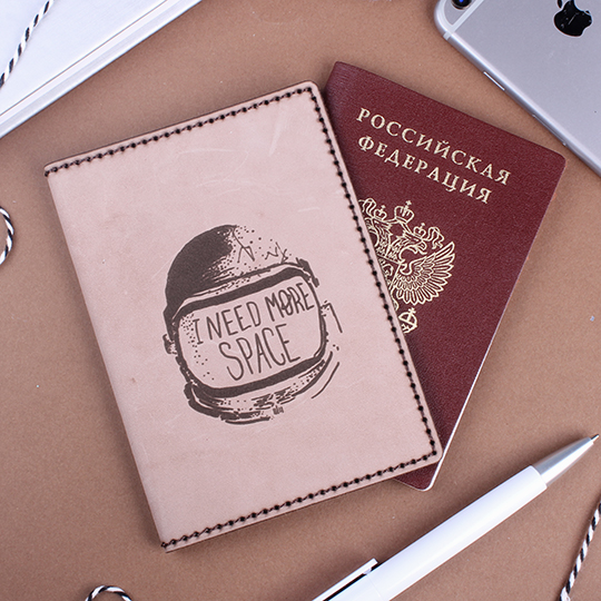 Обложка для паспорта 'Сosmonaut' / Серый