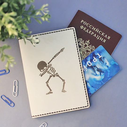 Обложка для паспорта 'Skeleton' / White